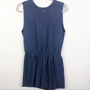 BLAQUE LABEL | Navy Blue Sleeveless Romper Shorts Cut Out Back Women’s Size L